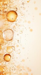 Poster - Golden bubbles float against a soft background, creating a fresh and vibrant atmosphere suitable for beverage or product promotion.