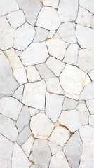 Poster - Textured surface of irregular white stones arranged in a mosaic pattern, showcasing natural variations and subtle color differences.