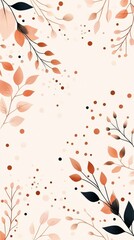 Poster - Soft pastel background adorned with delicate leaves and circular accents, creating a serene and artistic floral pattern.