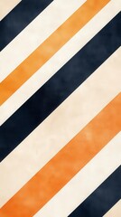 Poster - Diagonal stripes in orange, black, and cream create a vibrant, modern pattern suitable for design and decor.