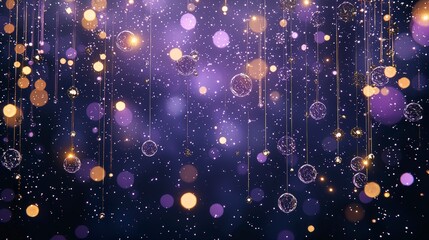 Poster - Vibrant purple background with shimmering lights and bubbles creating a dreamy, magical atmosphere.
