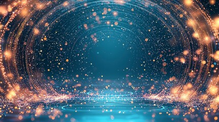 Poster - Vibrant abstract background featuring glowing particles and light effects, creating a dynamic and immersive atmosphere.