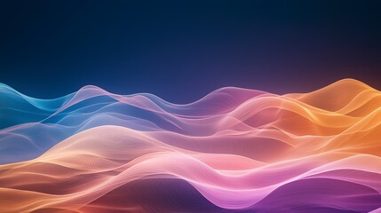 Poster - Abstract wave patterns in vibrant colors creating a dynamic visual effect against a dark background.