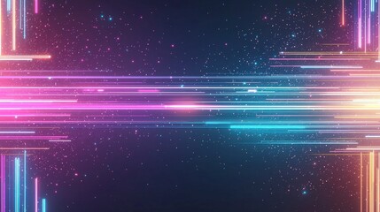 Poster - Colorful light streaks create a dynamic, futuristic background with a starry texture, perfect for tech-themed designs.