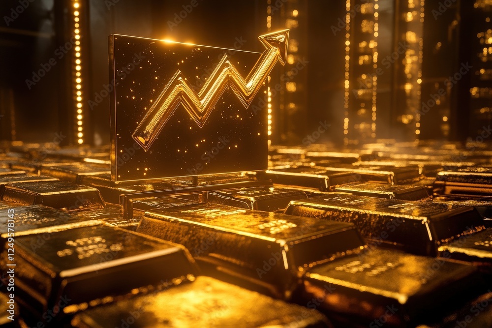 Stock-Illustration „Golden Financial Growth Concept with Rising Graph ...