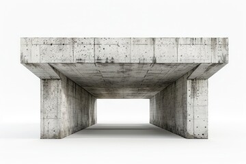 Poster - A minimalist concrete structure, a tunnel-like passage with weathered walls against a bright white background.