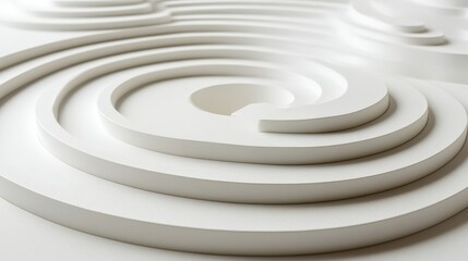 Poster - Abstract white spiral design, textured surface, minimal background, product display