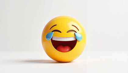 cheerful laughing emoji expressing joy, minimalist design
