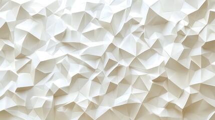 Poster - White geometric textured background, crumpled paper effect, design element