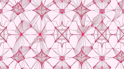 Wall Mural - Crimson Geometric Pattern: A mesmerizing abstract pattern with intricate lines and geometric shapes in shades of pink, creating a sense of depth and rhythm. perfect for backgrounds, web design.