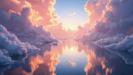 Poster - Dreamlike scene of clouds and water surface