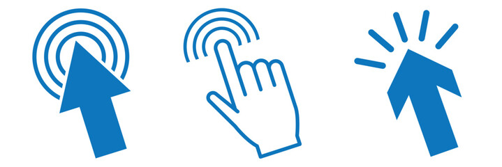 Fototapete - Set of mouse click cursor arrow icons, hand cursor and loading icons. Vector illustration
