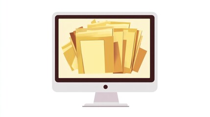 Fototapete - Computer Screen Displaying Files, Digital Folders, Document Management, Useful for Web-Based Application Illustration, Document Storage