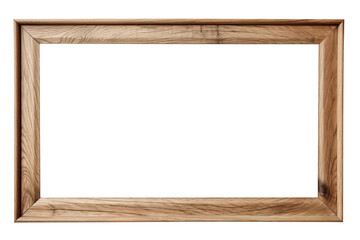 Natural wood blank empty picture frame isolated on transparent background