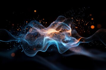 Poster - Colorful waves of energy and light dance in the darkness, creating a mesmerizing visual spectacle in abstract form