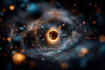 Poster - Cosmic vortex swirling with particles and light creating an otherworldly scene in deep space