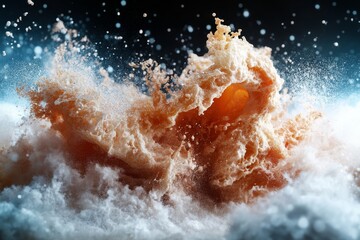 Poster - Dynamic splashes of water create mesmerizing patterns in a vibrant atmosphere during the late afternoon