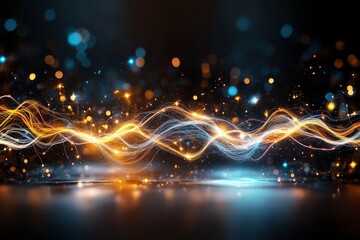 Poster - Light trails move through the darkness, creating vibrant patterns in a digital artwork