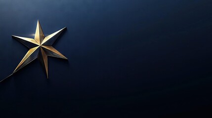 Wall Mural -  Dark blue background with a lit golden star centered on the left side