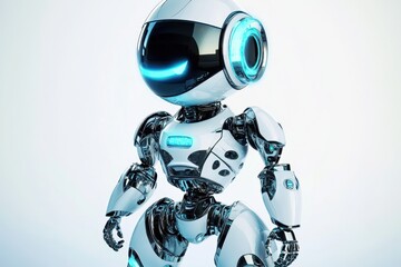 Poster - Futuristic robot character in sleek metallic design with glowing features