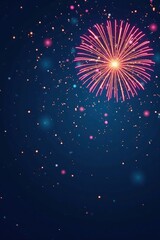 Wall Mural - Multicolored firework stars explode in a navy blue expanse, beautiful, sky, dark