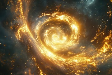 Wall Mural - Cosmic Swirl – Color Explosion with Golden Light Trails