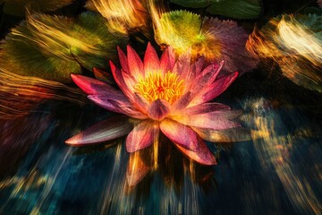 Wall Mural - Abstract Energy Flow – Colorful Vortex with Golden Highlights