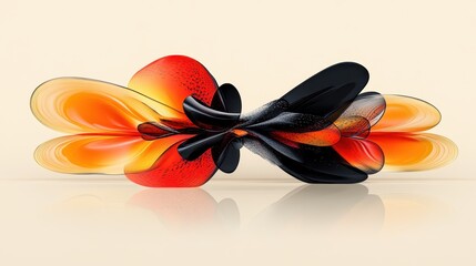 Aufkleber - Abstract orange black 3D shapes design, studio background
