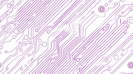 Poster - pink circuit board pattern with diagonal electronic pathways and connection nodes on white backgroun