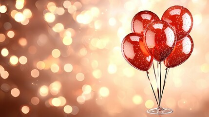 Wall Mural -   A group of red balloons perched atop a glass vase, adorned with water droplets