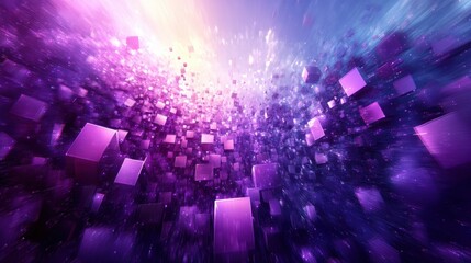 Aufkleber - Abstract purple cube explosion; digital art background