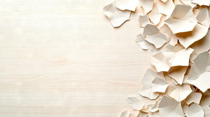 Wall Mural -   Close-up of origami pieces on wood with text space