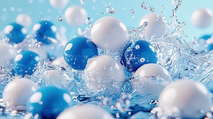 Wall Mural -   Blue & White Ball Pool