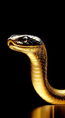 Wall Mural -   A snake's head on a black background with a reflection