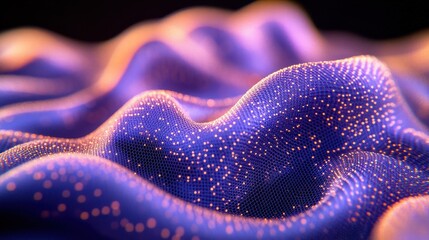 Poster - Abstract digital landscape, glowing data waves, dark background, tech concept
