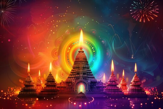 Happy Diwali wishes greeting card design