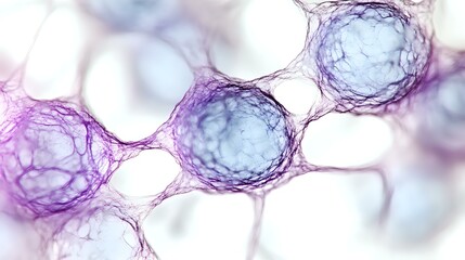 Poster - Microscopic view of nerve cells in purple and blue tones showing neural network connections and cell structure detail for medical or scientific visualization.