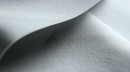 Poster - Minimalist macro photography of curved white paper or fabric surface with soft shadows creating abstract waves and gentle textural patterns. Artistic background design.
