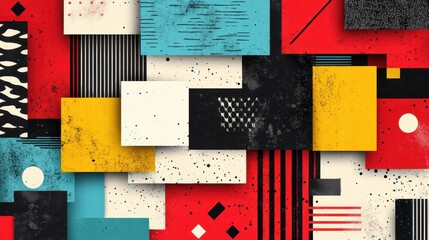 Poster - Abstract geometric art; colorful squares, texture; background design; website banner