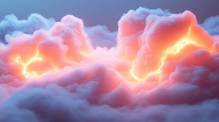 Wall Mural - Glowing cloudscape, fiery energy, atmospheric background, fantasy art, ideal for sci-fi visuals