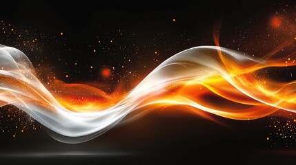 Poster - Fiery abstract waves, dark background, energy concept, website banner