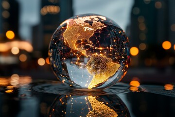Network Connection technology integrated into Smart city ideas, utilizing a 5G network digital hologram and Internet of Things set against a city background, and incorporating 5G networking wireless