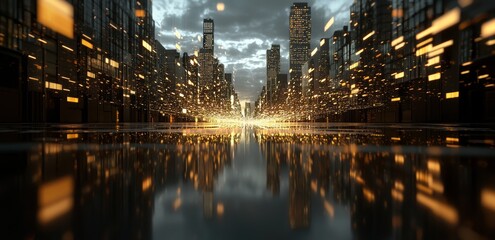 Poster - Internet speed Data communication connection network frame Modern industrial skyline city structure, city internet of things concepts wireless technology information system, abstract blue background