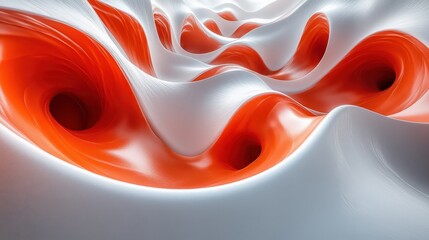Aufkleber - Abstract orange and white swirls, 3D render, background texture, design element