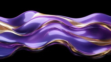 Poster - Purple gold liquid wave abstract background design