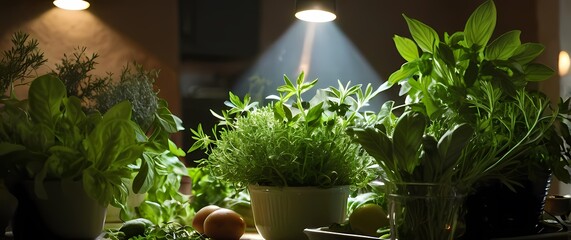 A vibrant closeup of fresh herbs in a garden radiating greenery inviting home cooked meals filled with flavor and nourishment