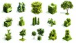© Hanzo - bundle green colour professional graphic design element 2d isolated with white background