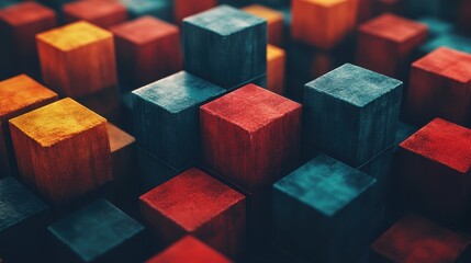 Poster - Colorful wooden blocks abstract texture background