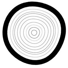 Poster - High Contrast Black and White Tree Ring Texture Illustration