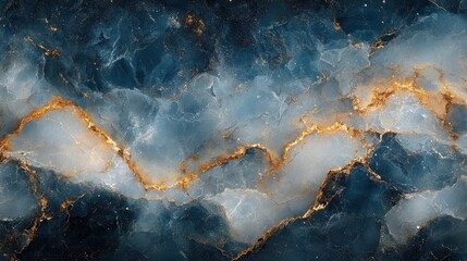 Wall Mural - Blue and gold marble texture background, elegant design